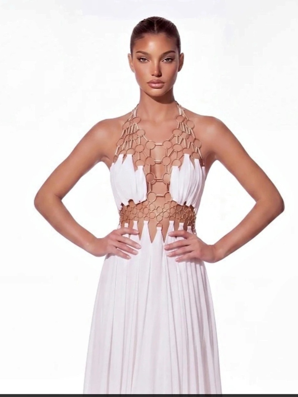 Sevionx Backless Cutout Maxi Dress In White small